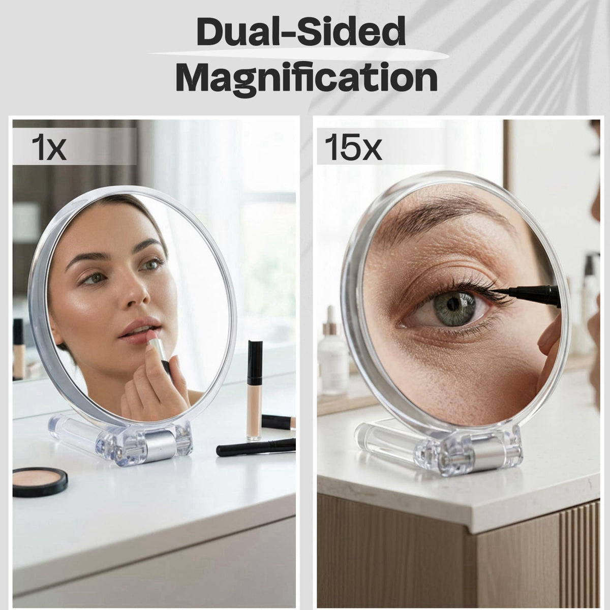 DC DANIELLE Danielle Magnification Folding Makeup Mirror 15X, Acrylic – packaging and label