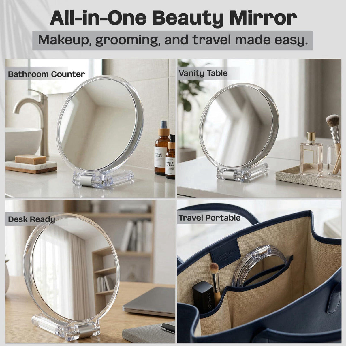 DC DANIELLE Danielle Magnification Folding Makeup Mirror 15X, Acrylic – alternate angle