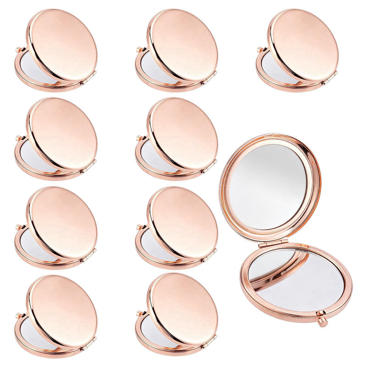 arricraft 10 Pcs Compact Mirror for Purse, 2.79 Inches Rose Golden Cute Beauty Hand Held Mirrors Pocket Mirror Compact C