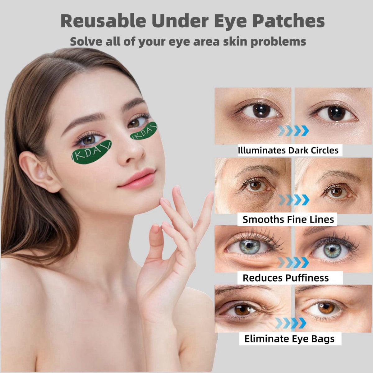 IKDAY Reusable Under Eye Patches | Forever Eye Mask Reusable Eye Gel Pads | Silicone Eye Patches for Wrinkles &Puffy Eye