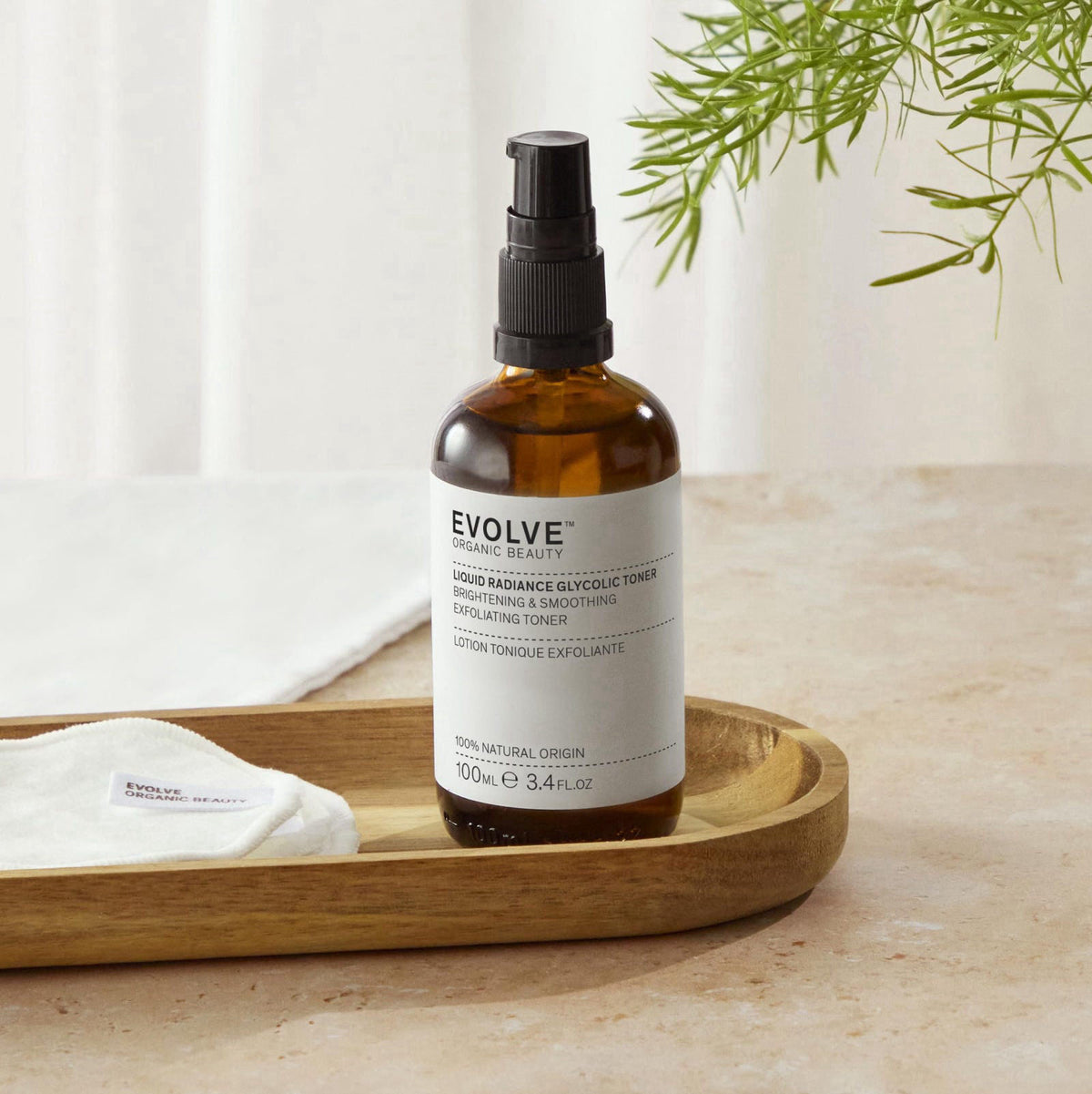Evolve Organic Beauty - Liquid Radiance Glycolic Toner (3.4 fl oz | 100 mL) – full view, size 3.4 Fl Oz (Pack of 1)