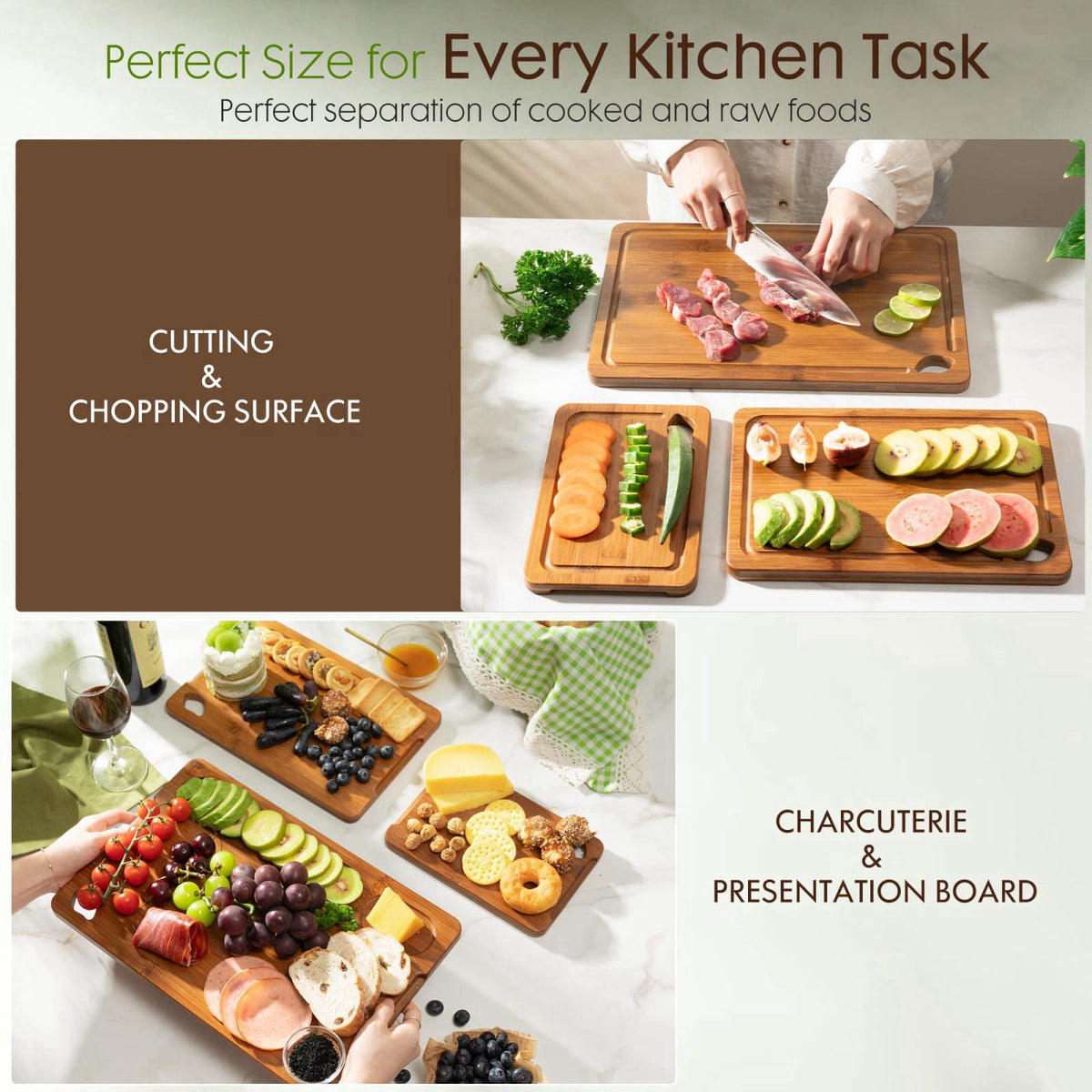 Astercook Bamboo Cutting Boards for Kitchen – packaging and label