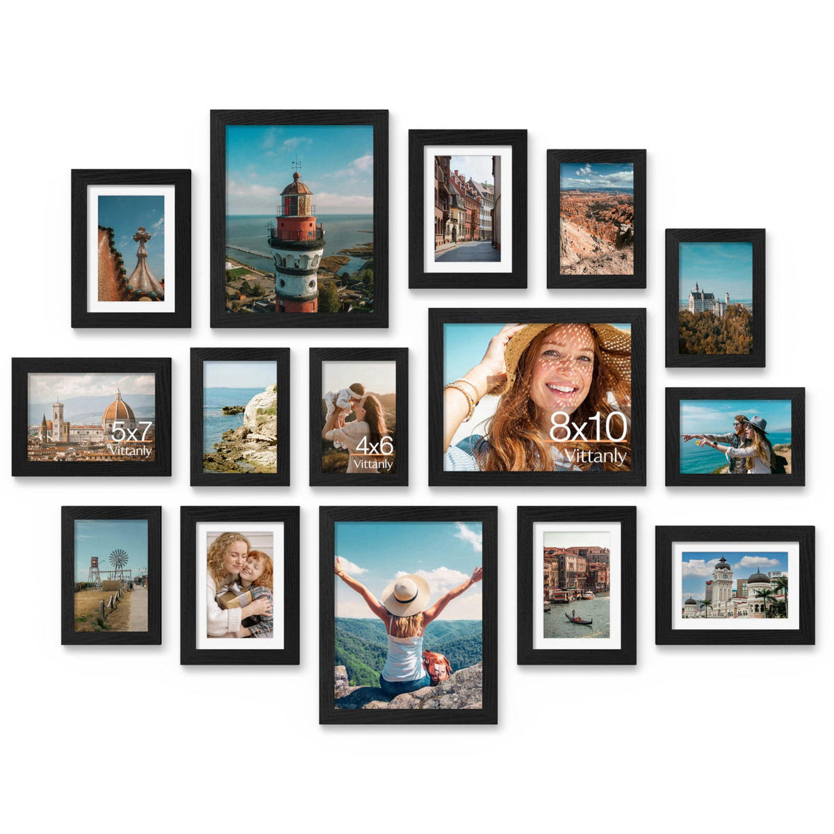 Vittanly 15 Pack Picture Frames Collage Wall Decor, Wall/Tabletop Display – product photo (Wall &amp; Tabletop Frames)