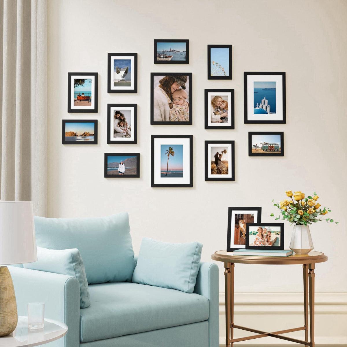 Vittanly 15 Pack Picture Frames Collage Wall Decor, Wall/Tabletop Display – full view