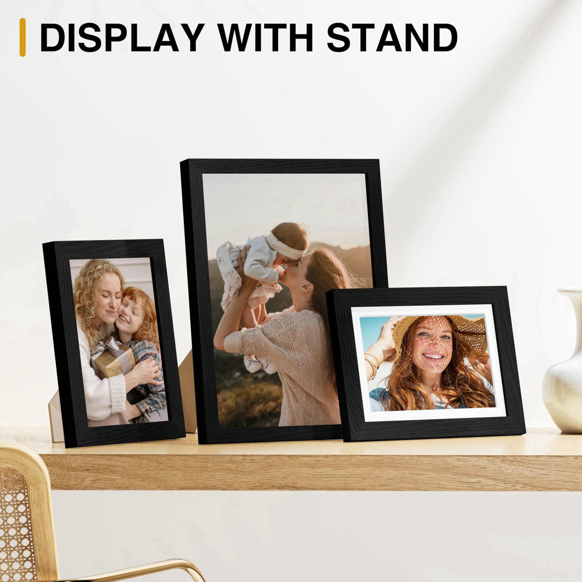 Vittanly 15 Pack Picture Frames Collage Wall Decor, Wall/Tabletop Display – back view and specifications