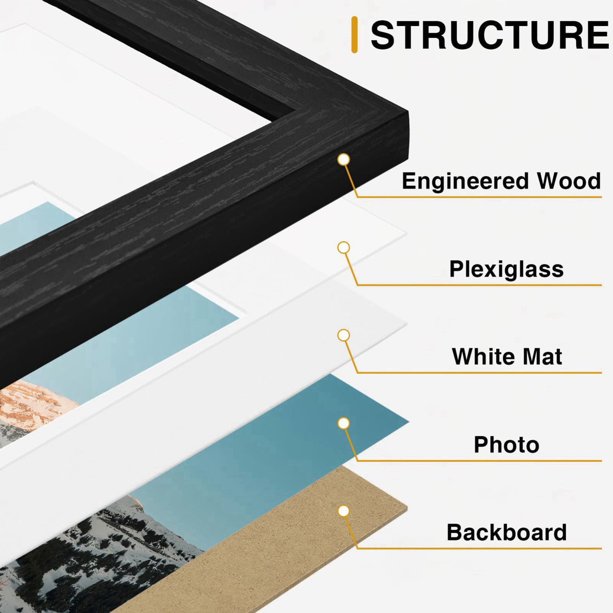 Vittanly 15 Pack Picture Frames Collage Wall Decor, Wall/Tabletop Display – alternate angle