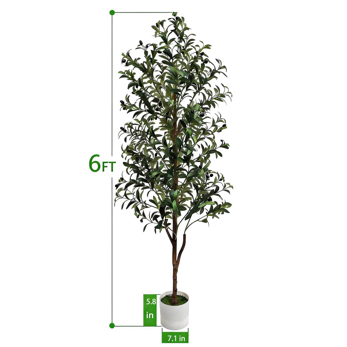 ENLETRAN Olive Tree Artificial Indoor 6FT with Pot | Faux Olive Tree, Realistic Trunk, Branches, Leaves and Fruits, Fake