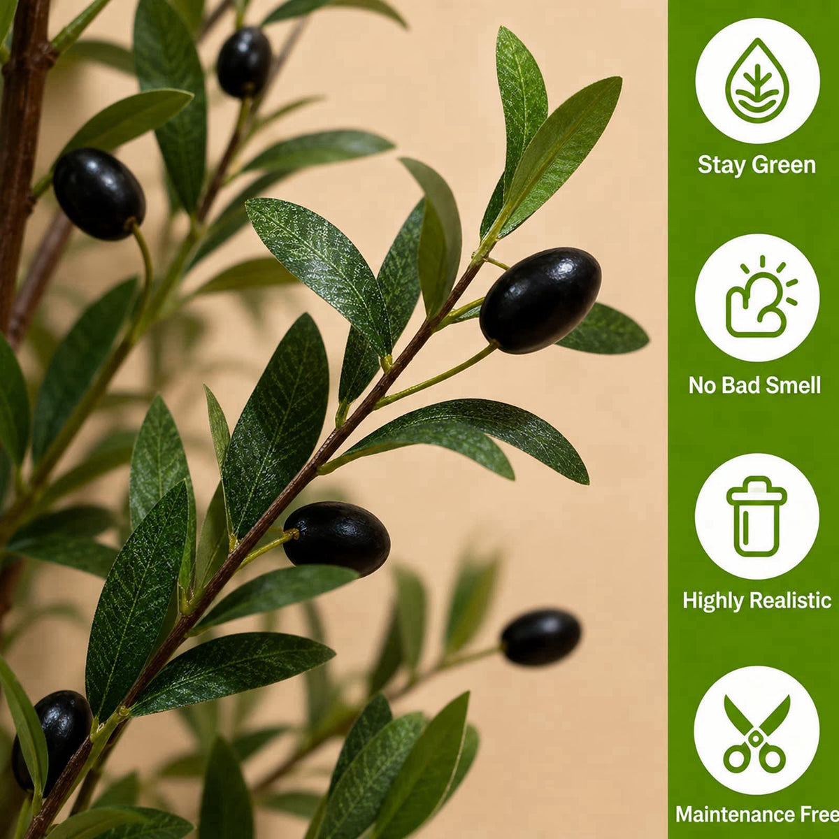 ENLETRAN Olive Tree Artificial Indoor 6FT with Pot | Faux Olive Tree, Realistic Trunk, Branches, Leaves and Fruits, Fake