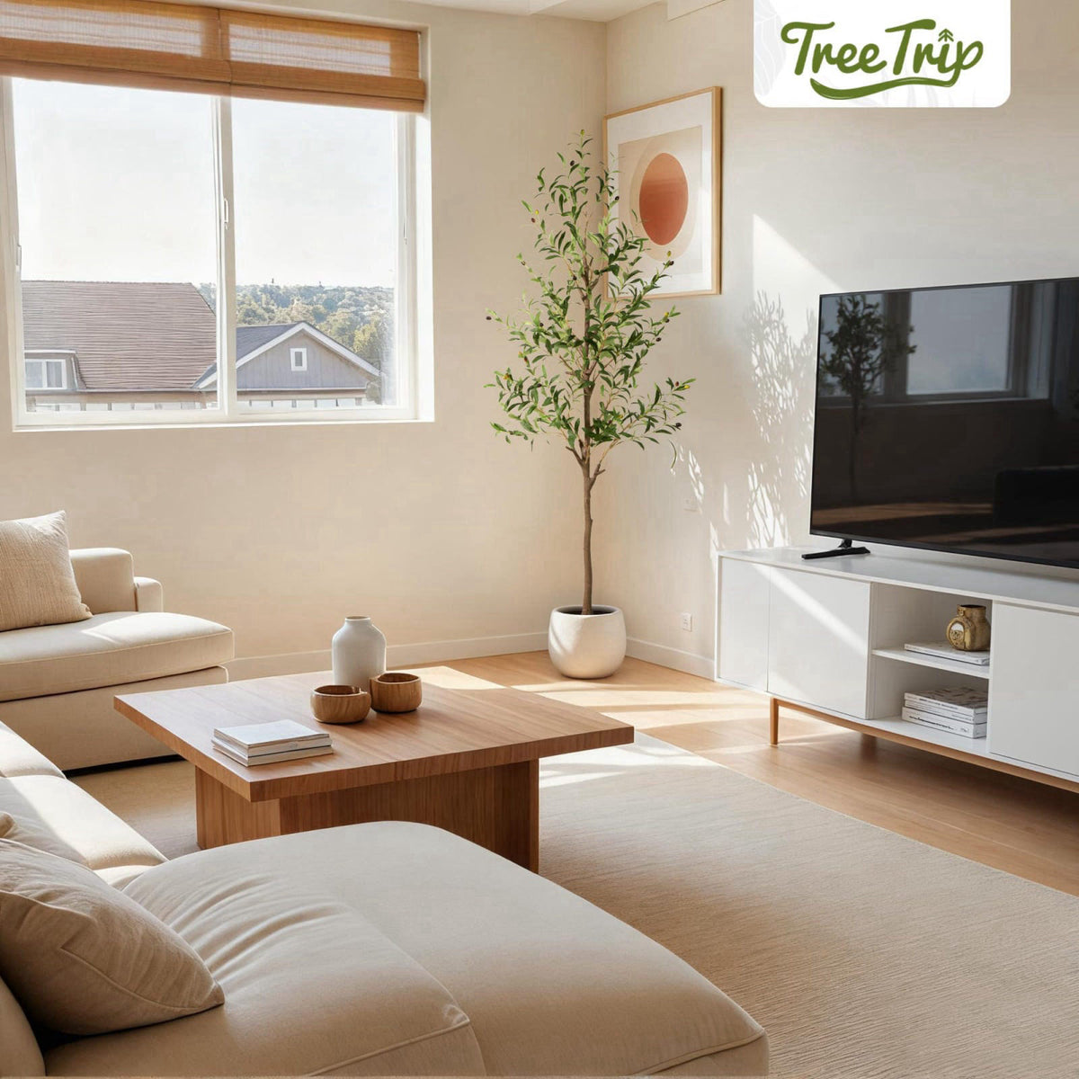 TreeTrip Olive Tree Artificial Indoor, 6 FT Faux Olive Trees with Planter, Fake Tall Plants with Natural Trunk and Lifel