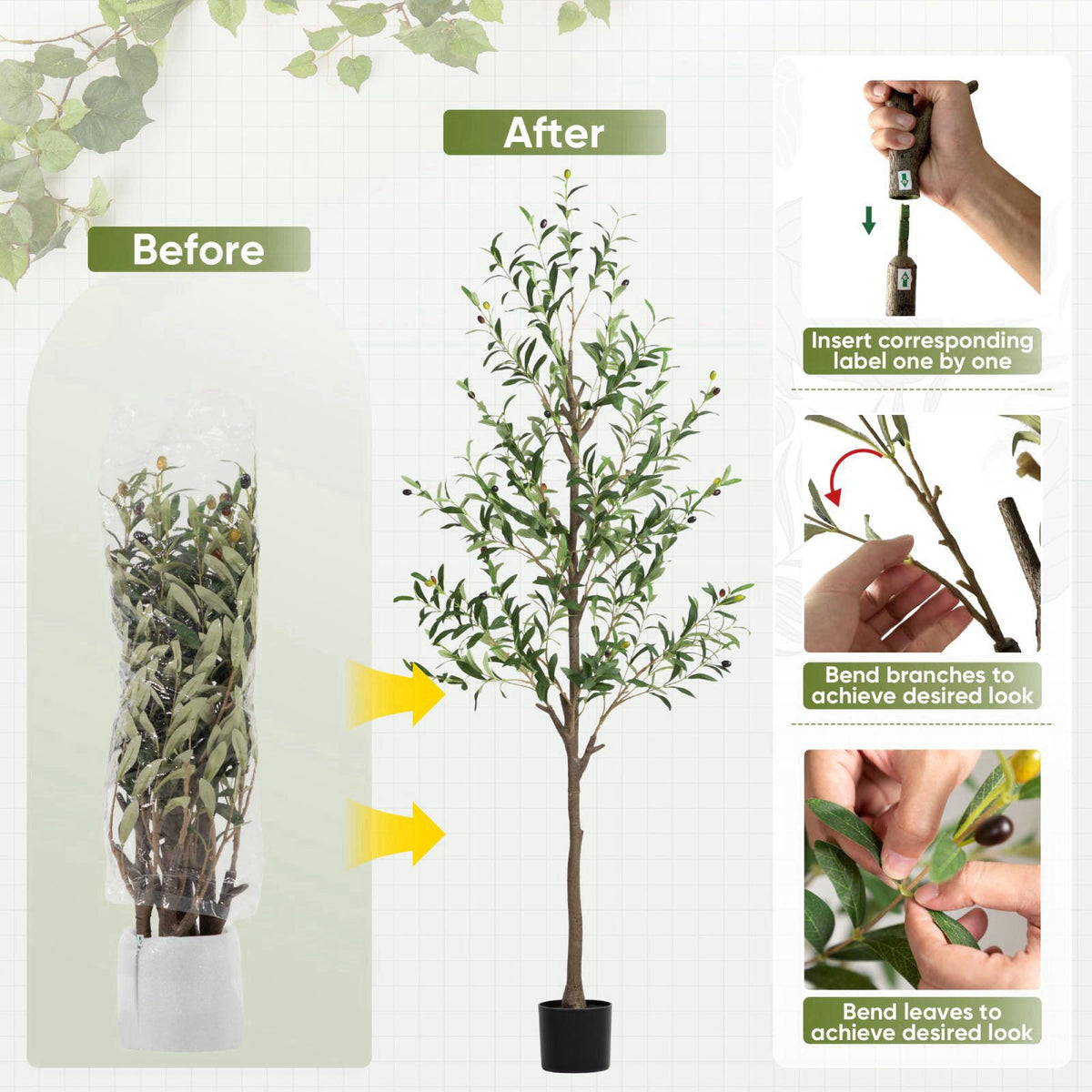 TreeTrip Olive Tree Artificial Indoor, 6 FT Faux Olive Trees with Planter, Fake Tall Plants with Natural Trunk and Lifel