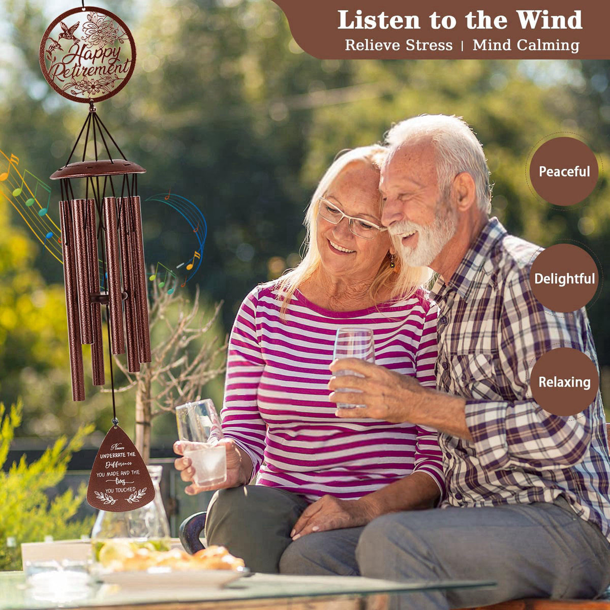 Doopeer Retirement Gift for Woman Men Coworker Friend, 37" Hummingbird Wind Chimes – full view