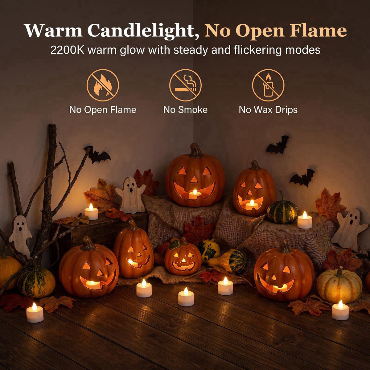 Fussion Rechargeable Tea Lights with Remote and Charging Dock, 12 Pack – full view