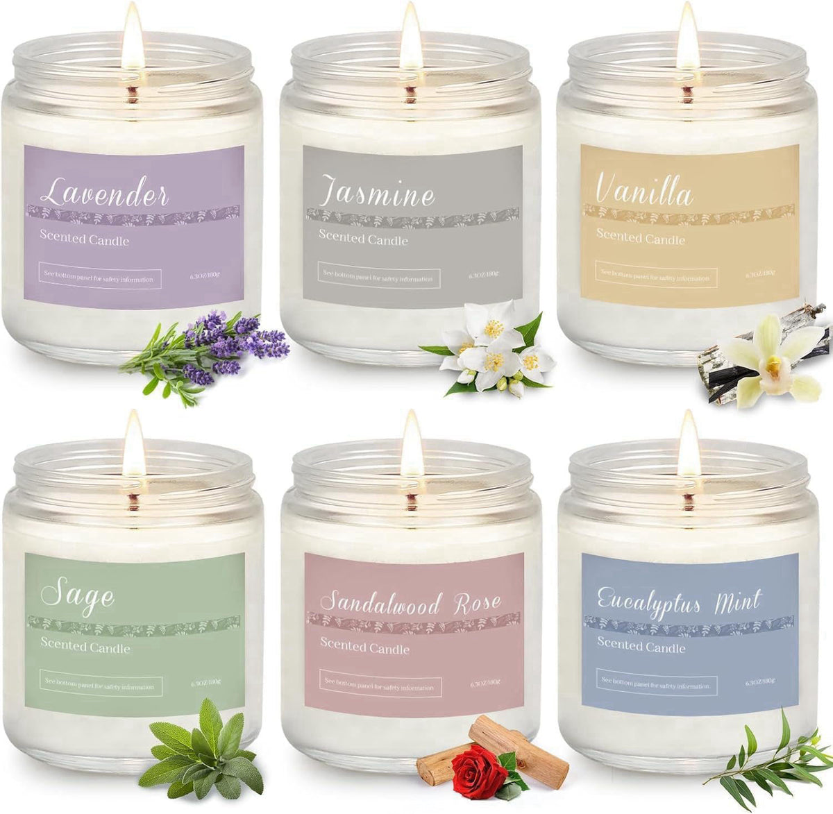 PELN Scented Candles Gift Set for Women, 6-Pack Aromatherapy Candles for Home