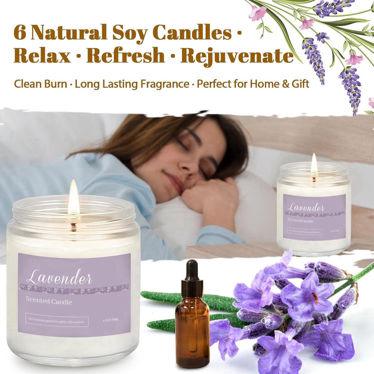 PELN Scented Candles Gift Set for Women, 6-Pack Aromatherapy Candles for Home – packaging and label
