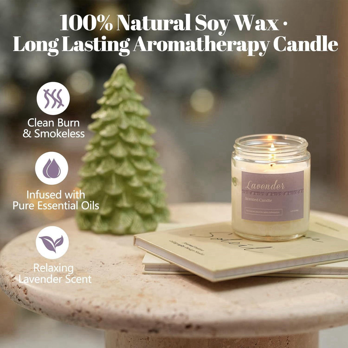 PELN Scented Candles Gift Set for Women, 6-Pack Aromatherapy Candles for Home – back view and specifications