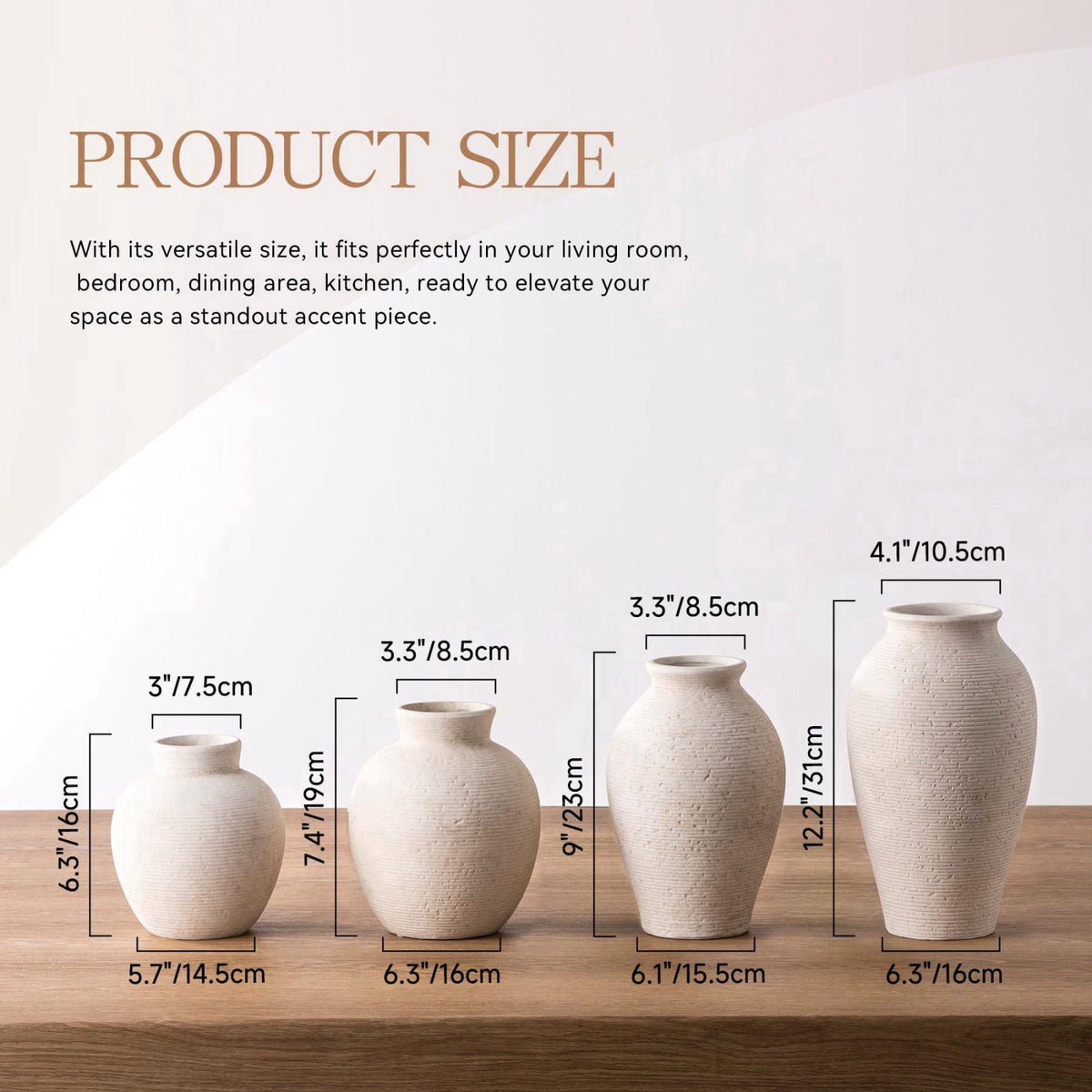 Vanselia Ceramic Flower Vase Home Decor - Farmhouse Table Vases Rustic Vintage Living Room Kitchen Bedroom Decorations f