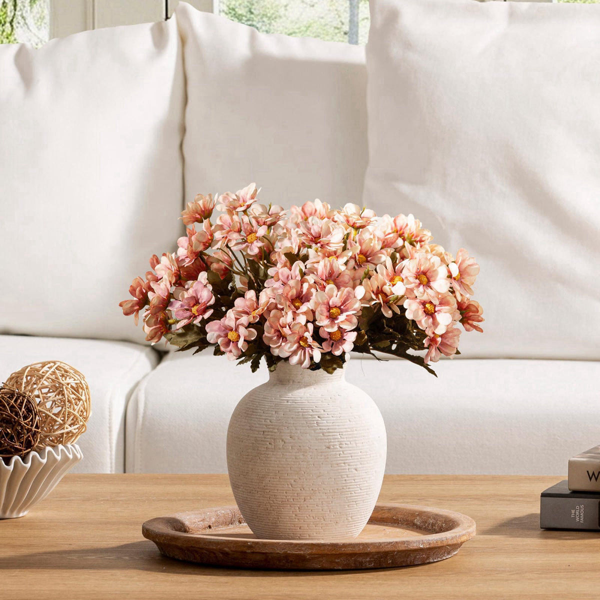 Vanselia Ceramic Flower Vase Home Decor - Farmhouse Table Vases Rustic Vintage Living Room Kitchen Bedroom Decorations f