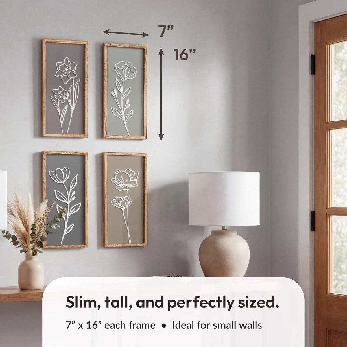 Tide and Tales 3d Framed Wall Art, Set of 4, Floral Boho Wall Decor – packaging and label
