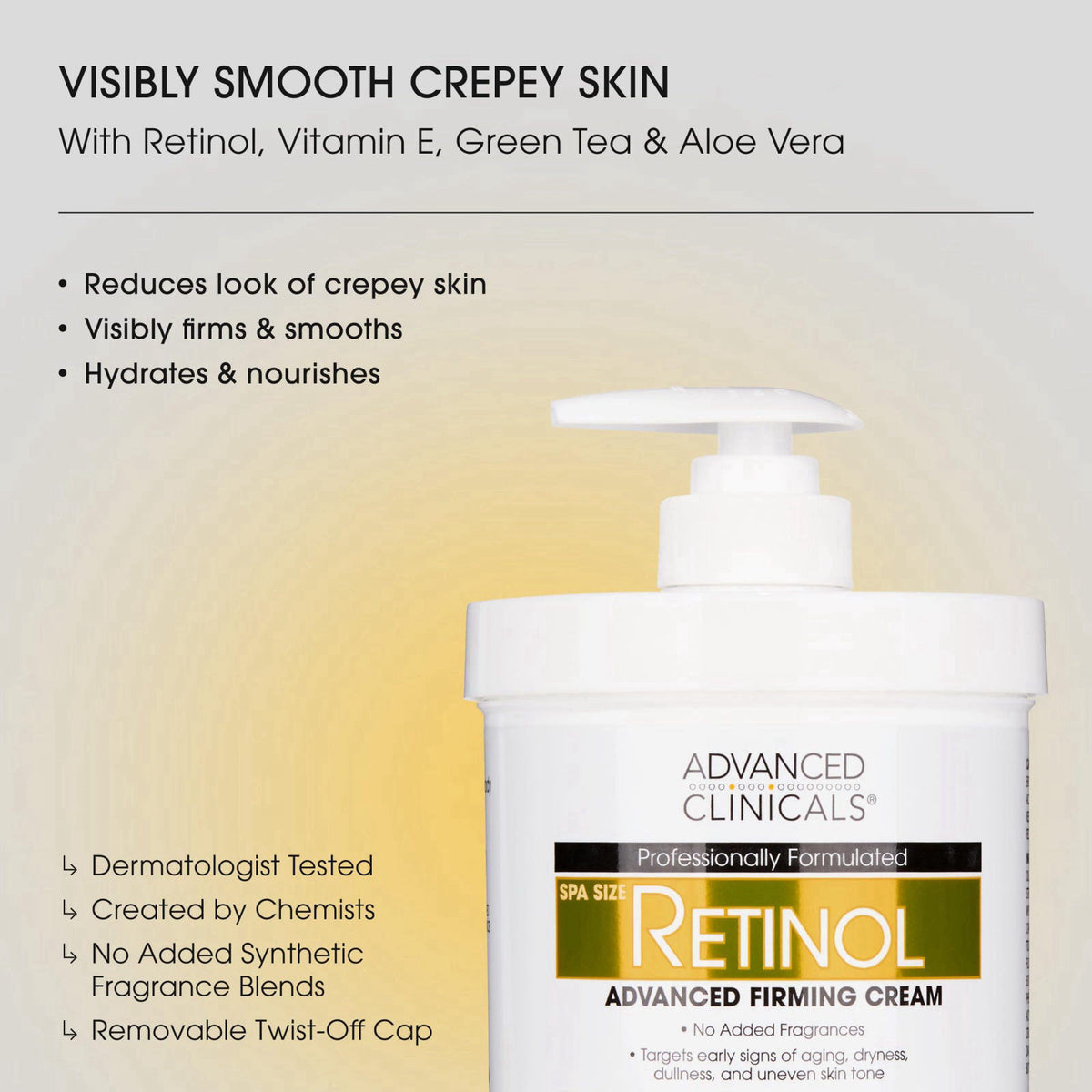 Advanced Clinicals Retinol Cream + Collagen Peptides Body Moisturizer & Face Lotion 2PC Skin Care Set | Dry Skin Body Lo