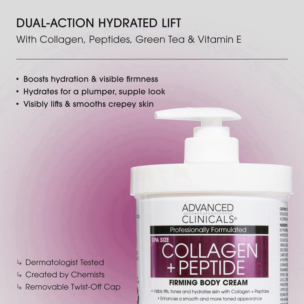 Advanced Clinicals Retinol Cream + Collagen Peptides Body Moisturizer & Face Lotion 2PC Skin Care Set | Dry Skin Body Lo