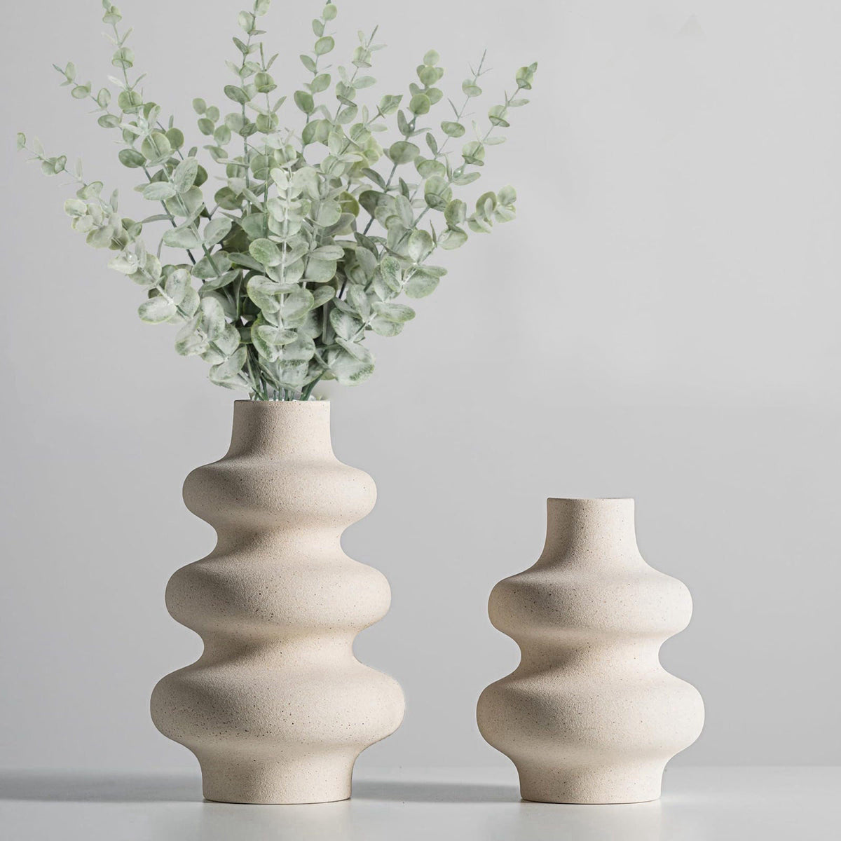 Steviieden Ceramic Vases Set, Boho Home Decor Vase, Off White, Set of 2 – product photo (Vases)