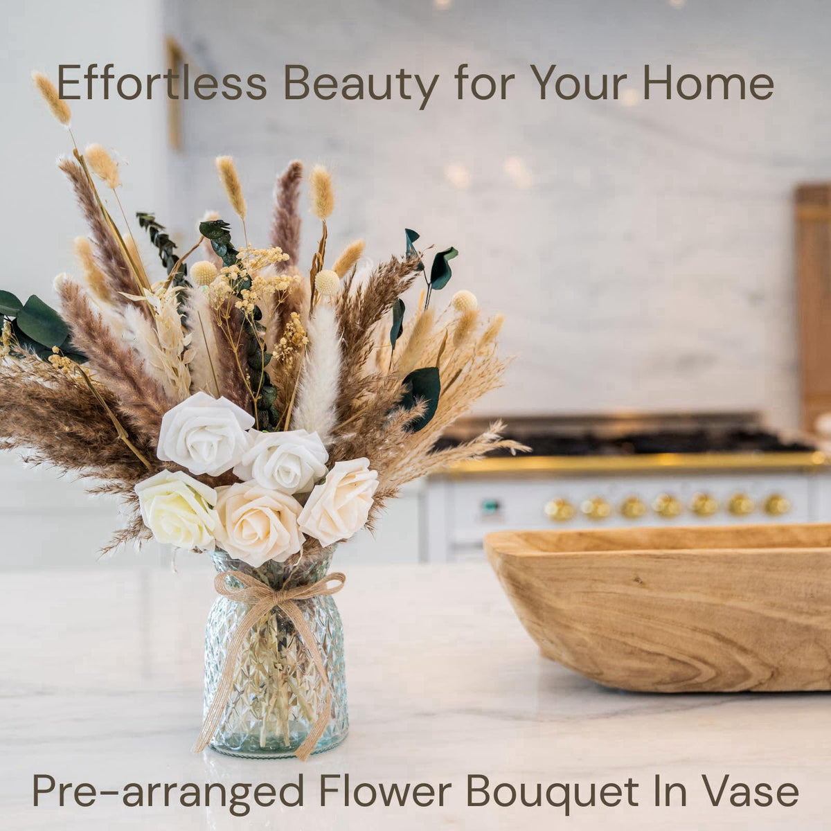 RyddeligHome 100pcs Artificial Flowers Arrangement With Vase, Dining Table Centerpiece – close-up detail