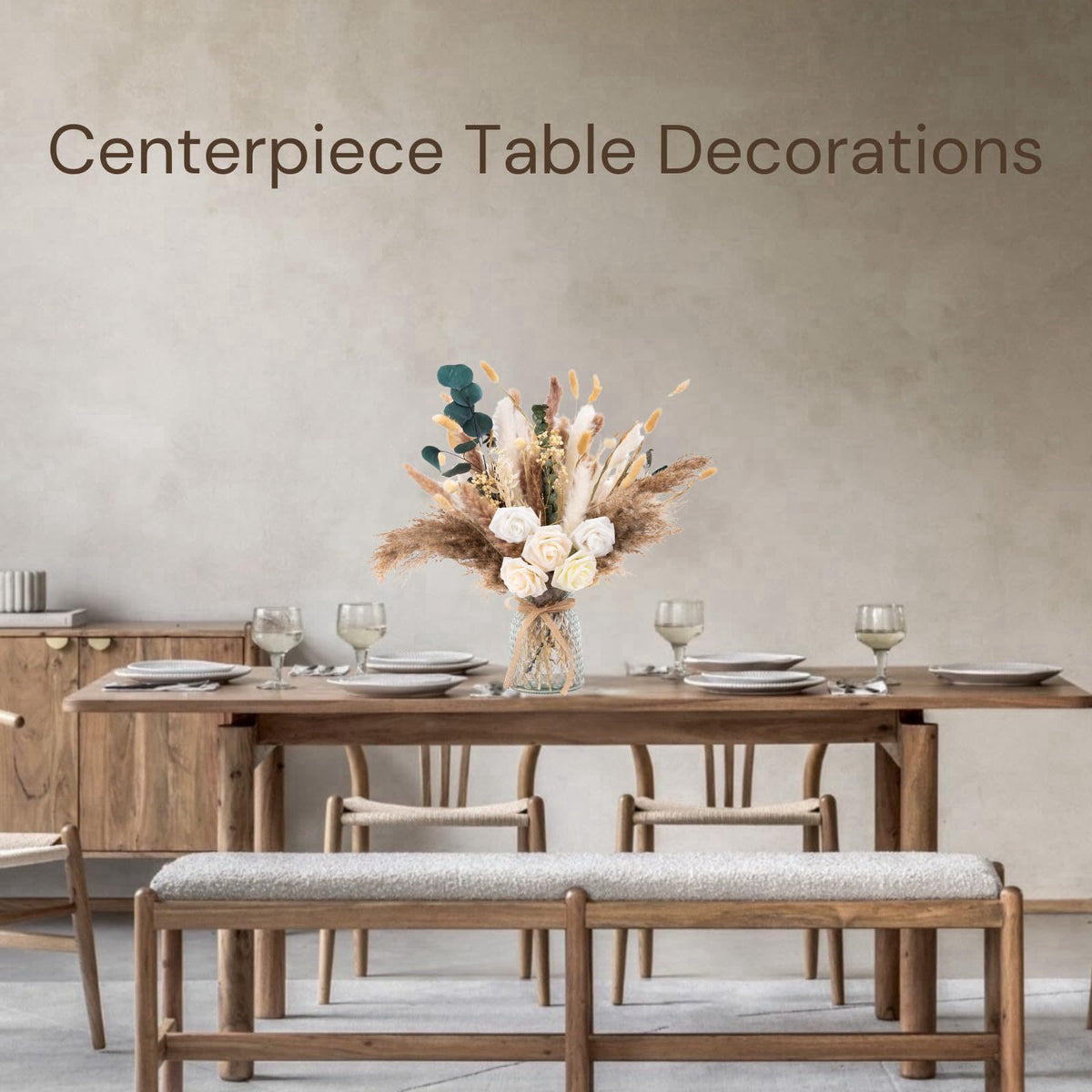 RyddeligHome 100pcs Artificial Flowers Arrangement With Vase, Dining Table Centerpiece – alternate angle