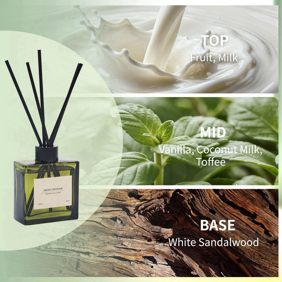 GAGINGOOLD Reed Diffuser Set, 4 fl oz Vanilla Cream 2 Pack Scent Diffuser with 20 Sticks, 180 Days Long Lasting Elegant 