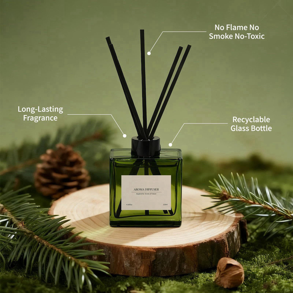 GAGINGOOLD Reed Diffuser Set, 4 fl oz Vanilla Cream 2 Pack Scent Diffuser with 20 Sticks, 180 Days Long Lasting Elegant 