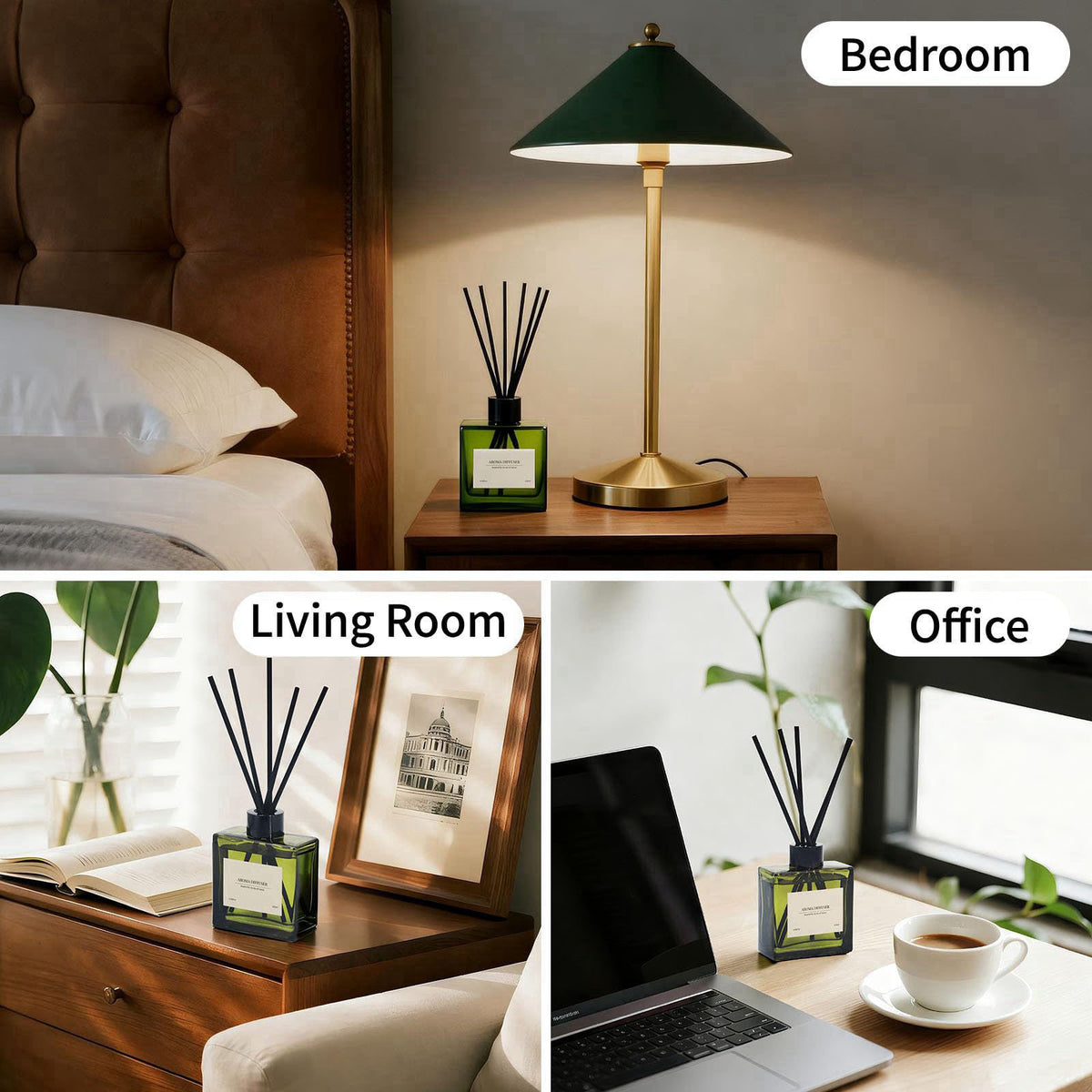 GAGINGOOLD Reed Diffuser Set, 4 fl oz Vanilla Cream 2 Pack Scent Diffuser with 20 Sticks, 180 Days Long Lasting Elegant 
