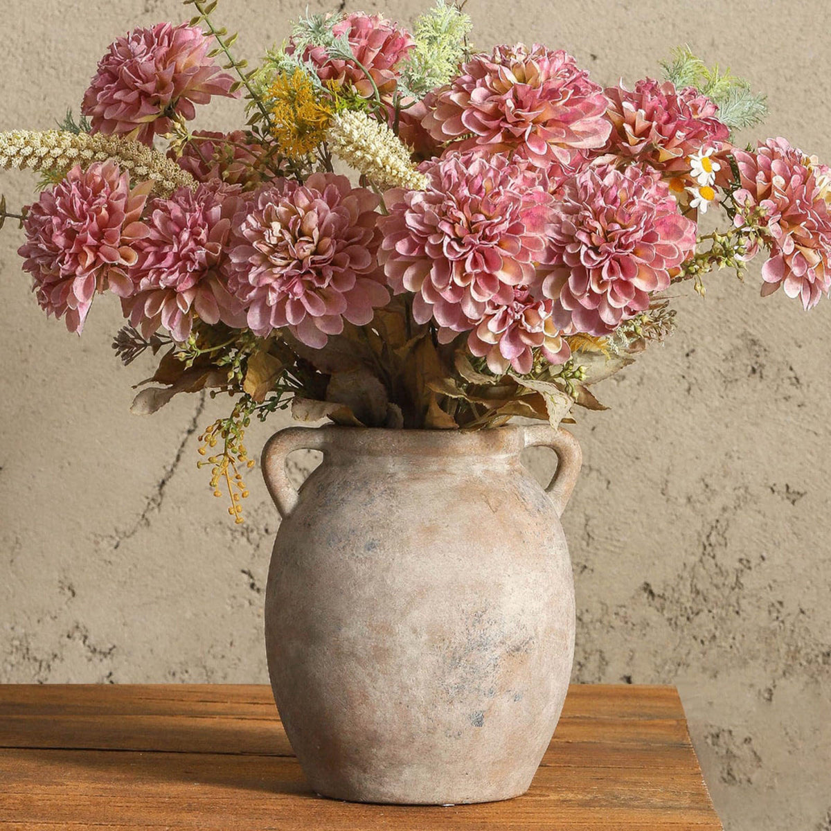 Dobbyby Ceramic Flower Vase 7.6 inch Farmhouse Rustic Vase Decorative Pottery Terracotta Vases for Home Decor Table Mant
