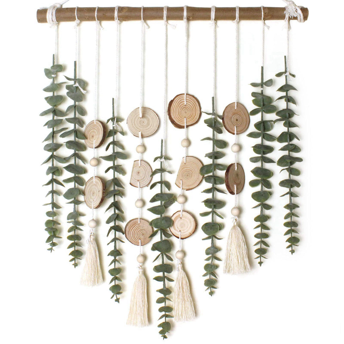 GIAUMA Artificial Eucalyptus Wall Decor Fake Greenery Leaves Stems Wall Hanging Plants on 16.5 inch Wooden Stick Boho Ru
