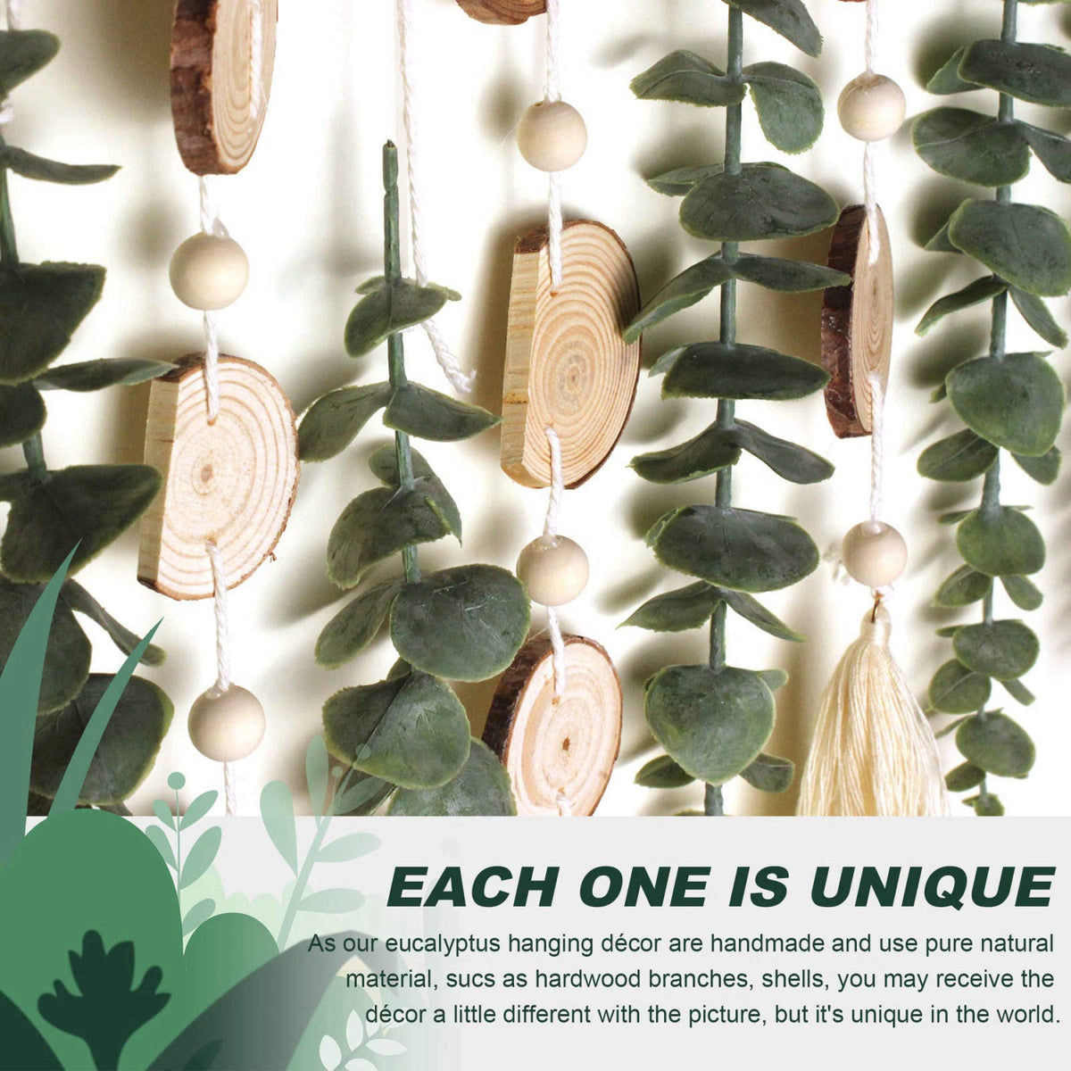 GIAUMA Artificial Eucalyptus Wall Decor Fake Greenery Leaves Stems Wall Hanging Plants on 16.5 inch Wooden Stick Boho Ru