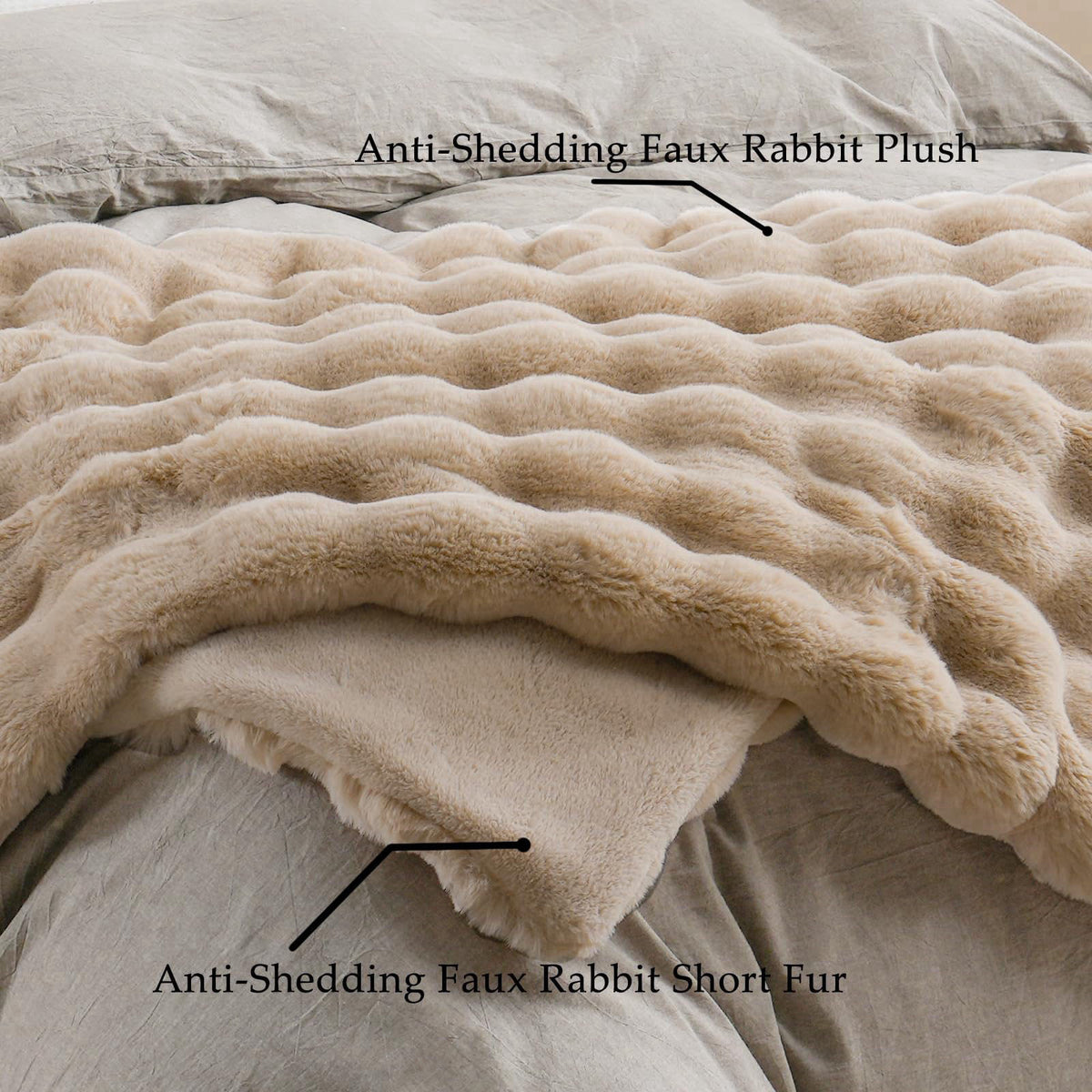 BENVWE Faux Fur Throw Blanket for Couch - Cozy Fuzzy Soft Plush Fluffy Thick Luxury Minky Bubble Blanket for Living Room