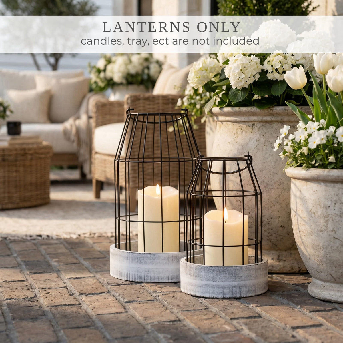 KIBAGA Rustic Farmhouse Lantern Decor Set of 2 - Stylish Decorative Lanterns – packaging and label