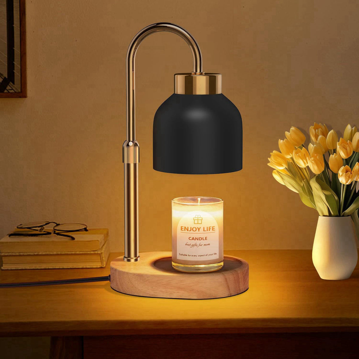 seenlast Candle Warmer Lamp with Dimmer Adjustable Height, 2/4/8H Timer,Vintage Home Decor for Scented Jar