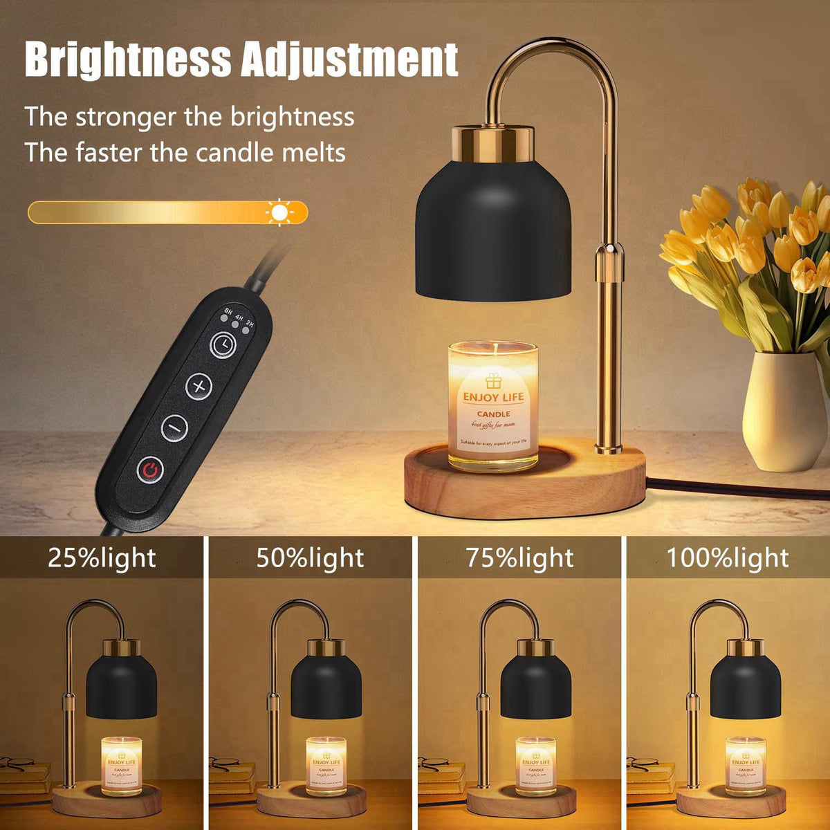 seenlast Candle Warmer Lamp with Dimmer Adjustable Height, 2/4/8H Timer,Vintage Home Decor for Scented Jar – packaging a