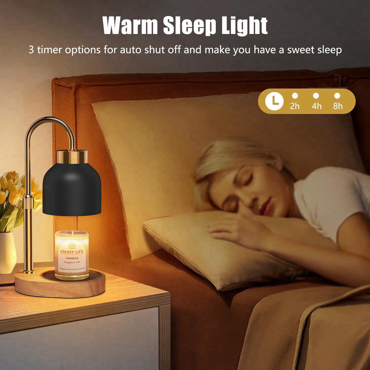 seenlast Candle Warmer Lamp with Dimmer Adjustable Height, 2/4/8H Timer,Vintage Home Decor for Scented Jar – full view