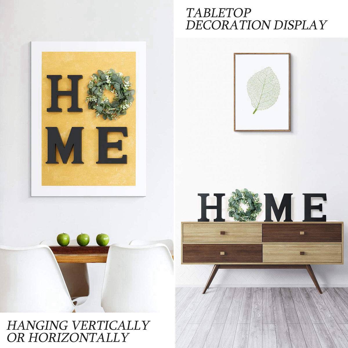MAYICIVO Wooden Home Letters with Wreath Artificial Eucalyptus Modern Decorative Hanging Farmhouse Sign for Living Room 