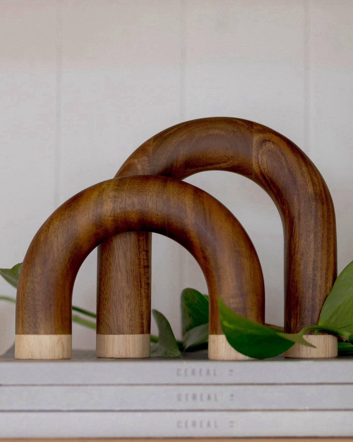 PEAKOLY Wood Arch Decorative Objects - Book Shelf Decor Aesthetic, Modern Coffee Table Decor, Home Décor Accents, Wood S