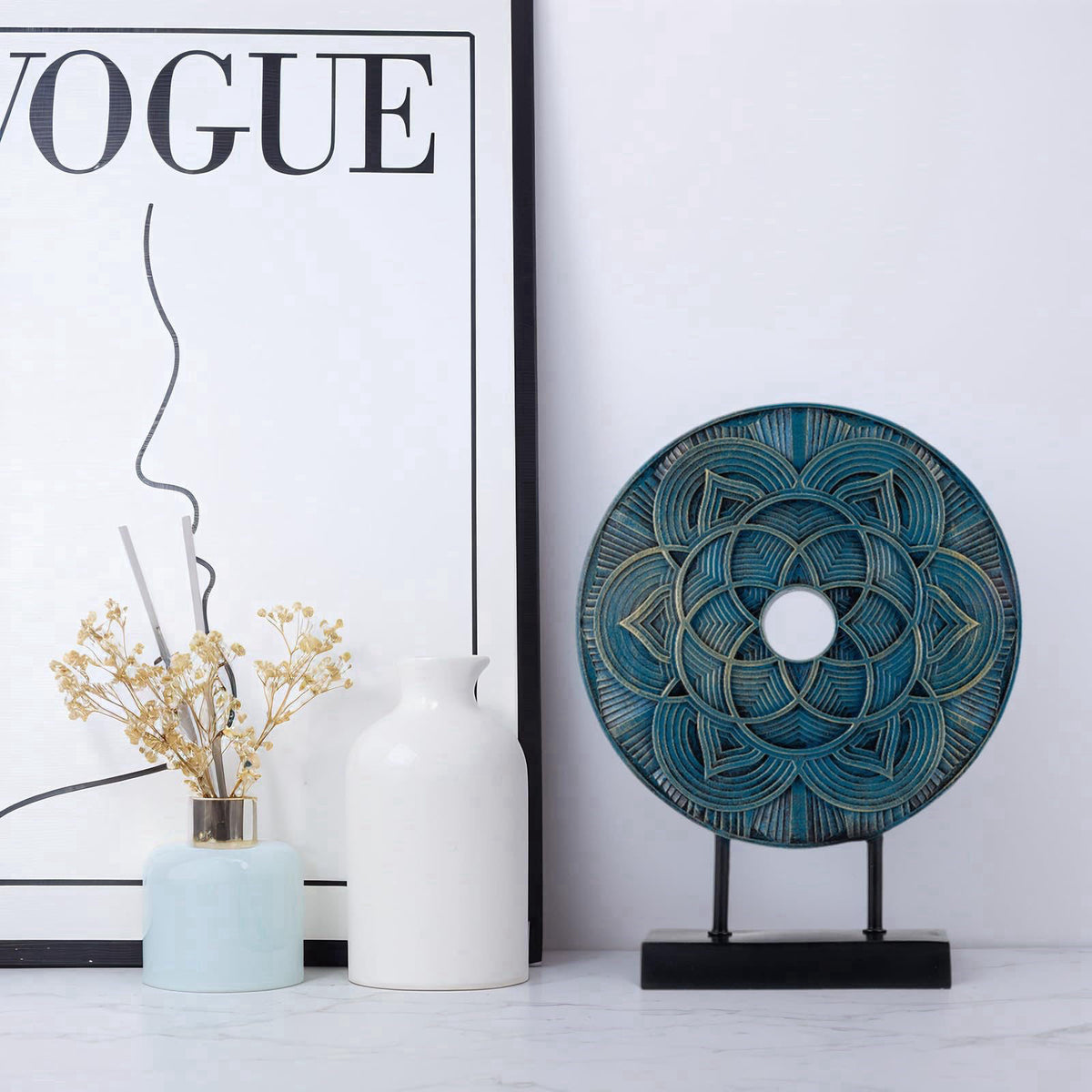 HODESunPure Modern Sculpture Decorative Objects Above Cabinet Decor Kitchen Elegant Home Decor Items Accents for Living 