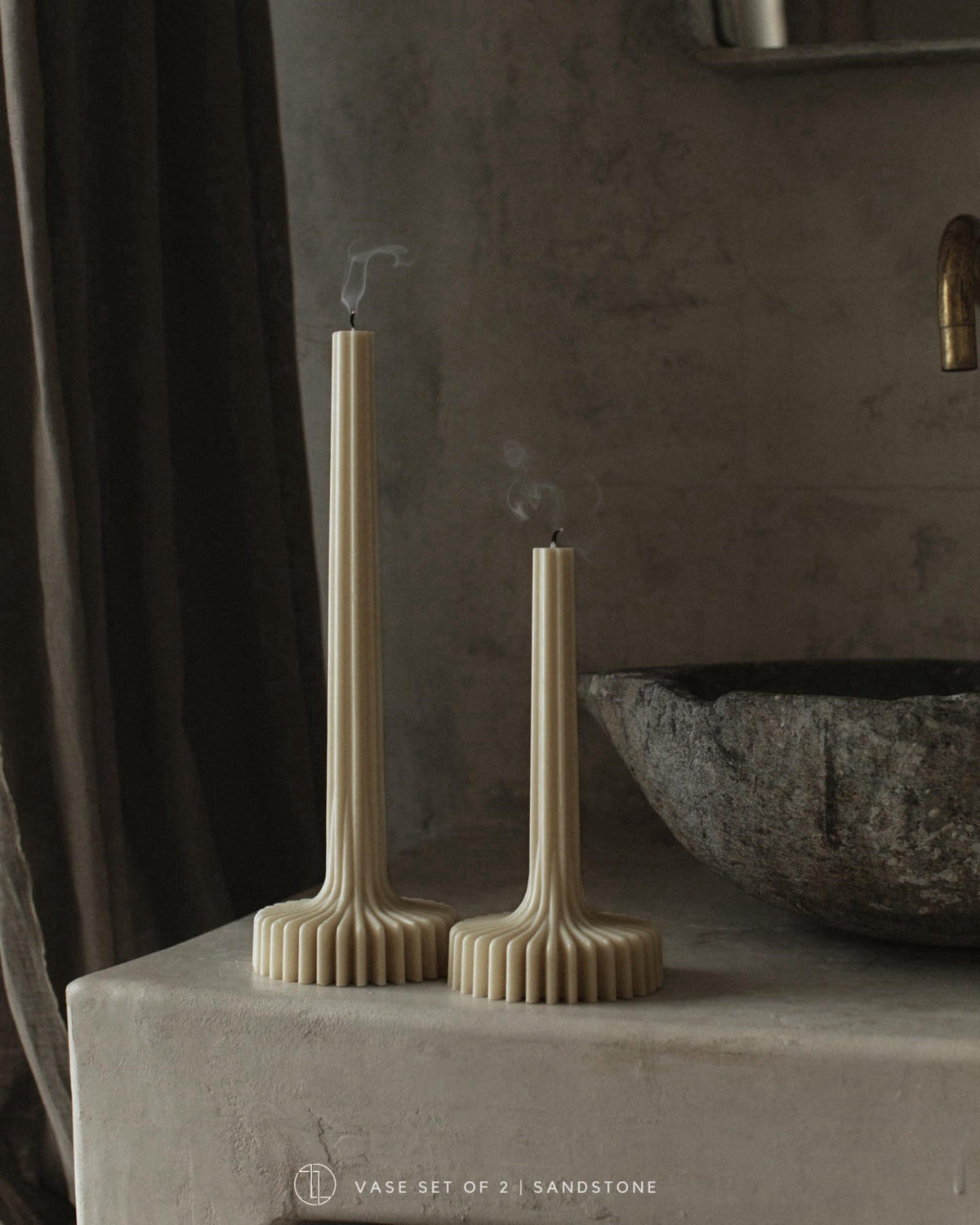 LAWA Candles LAWA Set of 2 Vase Candle - Beautiful Handmade Pillar Unscented Soy Wax Elegant Aesthetic Candle Housewarmi