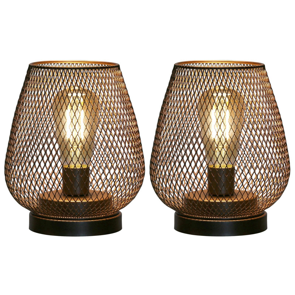 JHY DESIGN Set of 2 Metal Cage LED Lantern Battery Powered Cordless Accent Light with LED Great for Weddings Parties Pat