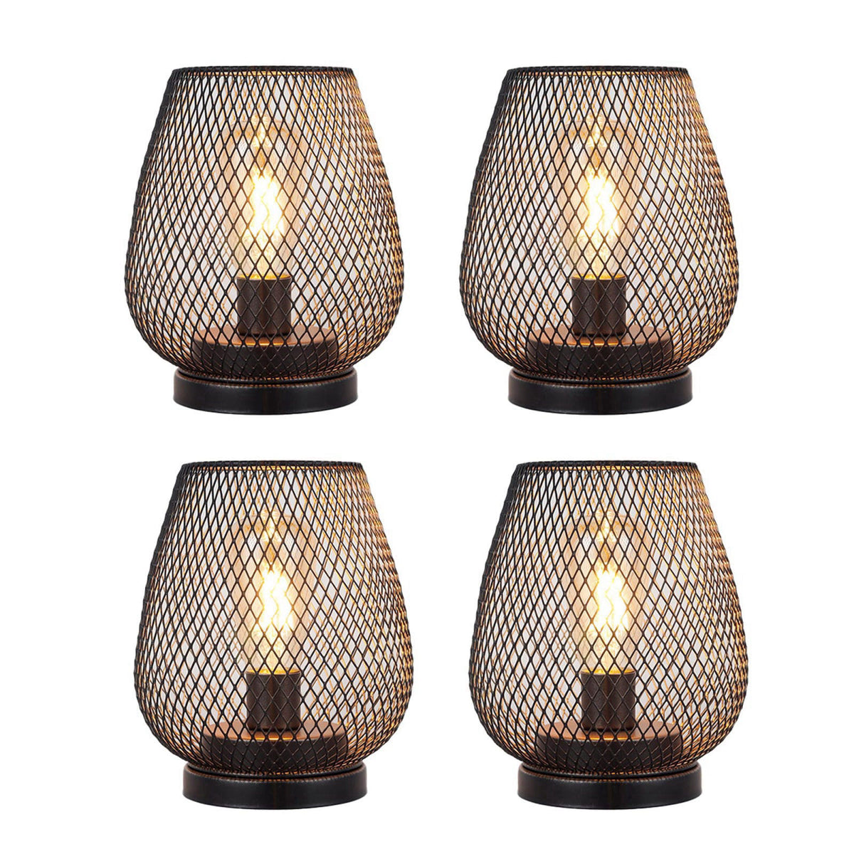 JHY DESIGN Set of 2 Metal Cage LED Lantern Battery Powered Cordless Accent Light with LED Great for Weddings Parties Pat