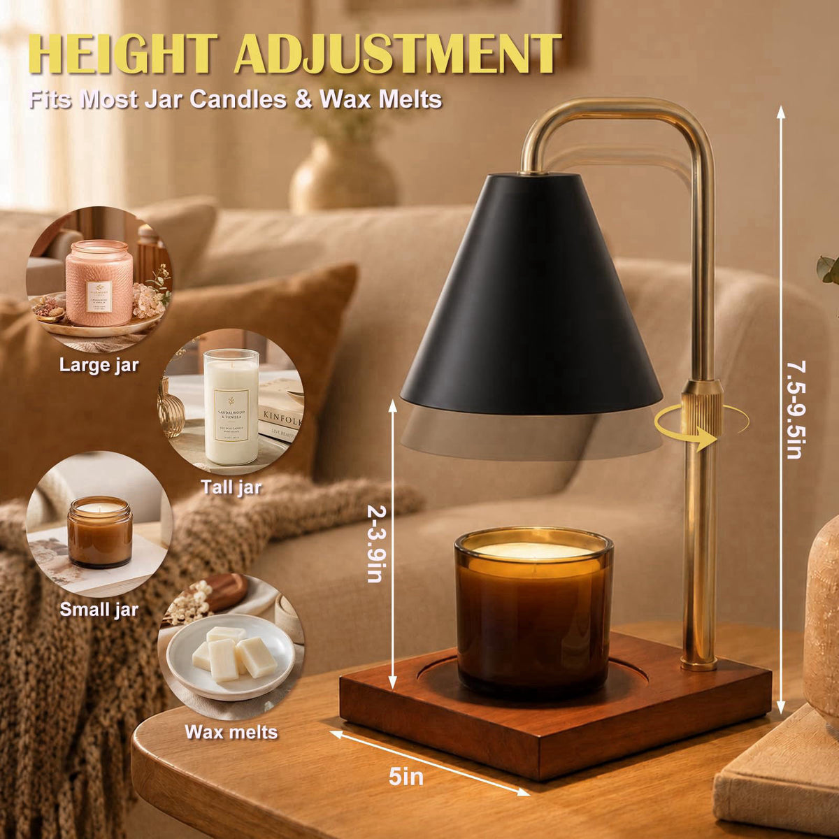 BJFFN Candle Warmer Lamp with Timer, Birthday Gifts for Women – close-up detail in F.Black
