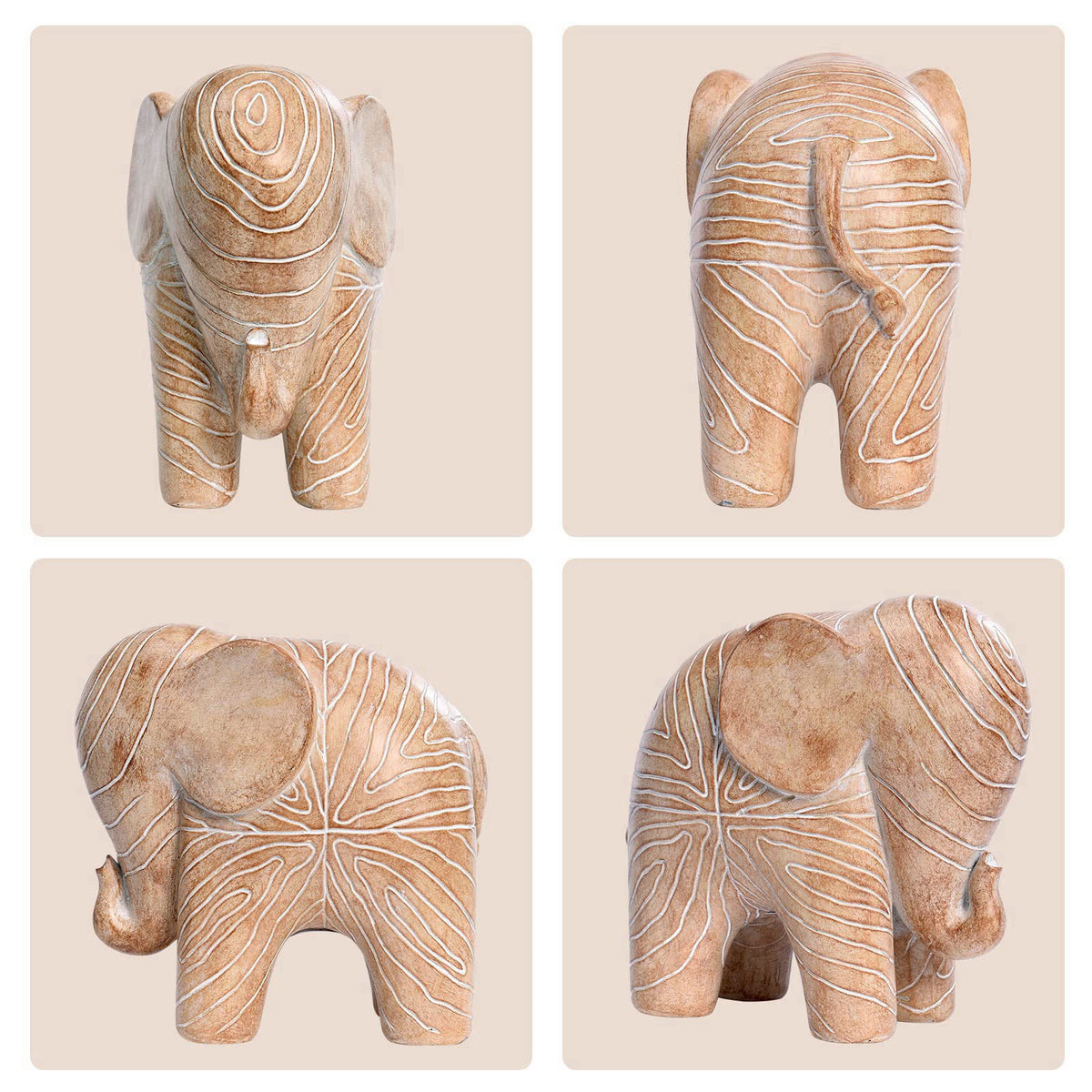 Kakizzy Elephant Statue,African Animal Decor,Wooden Elephant Gift for Women – full view