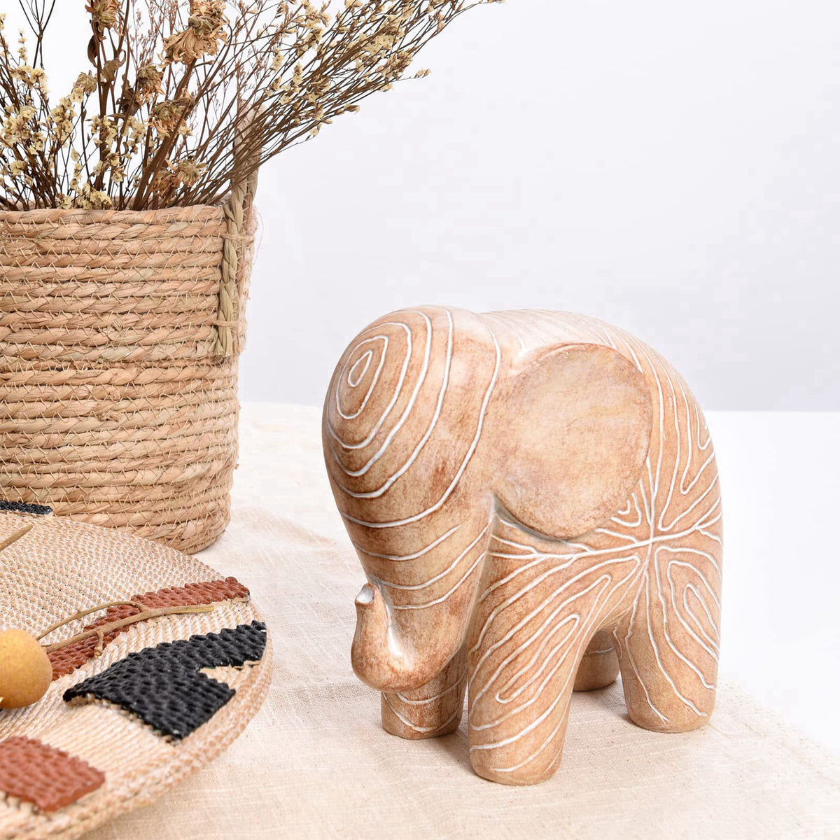 Kakizzy Elephant Statue,African Animal Decor,Wooden Elephant Gift for Women – alternate angle