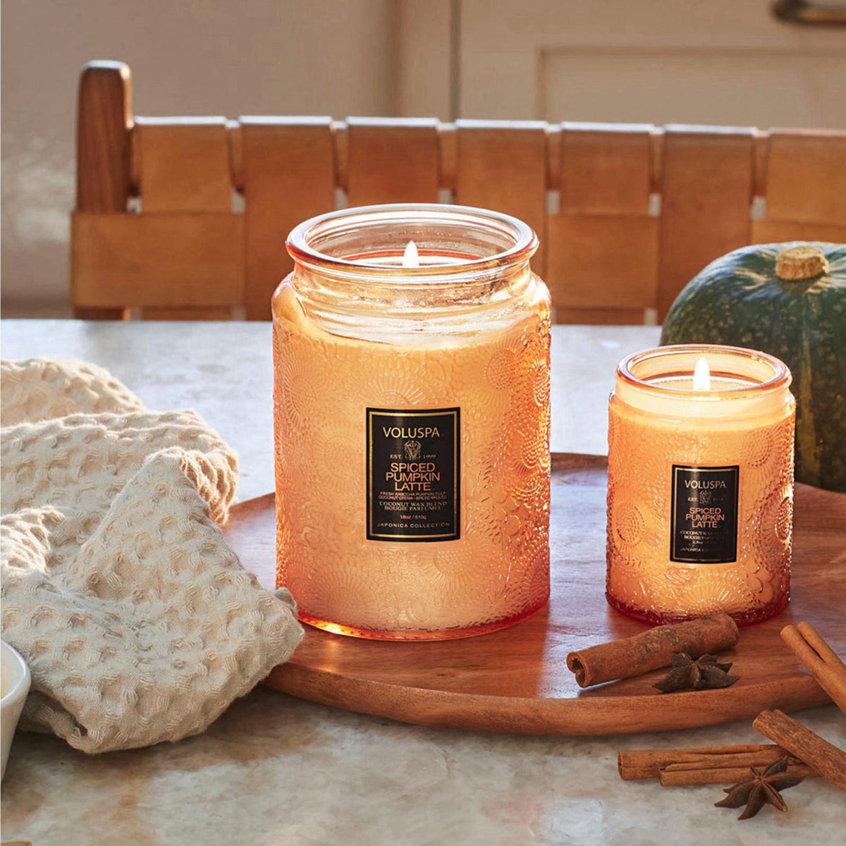 Voluspa Spiced Pumpkin Latte Large Scented Candle Jar 18 Oz by Premium Selection — view 3