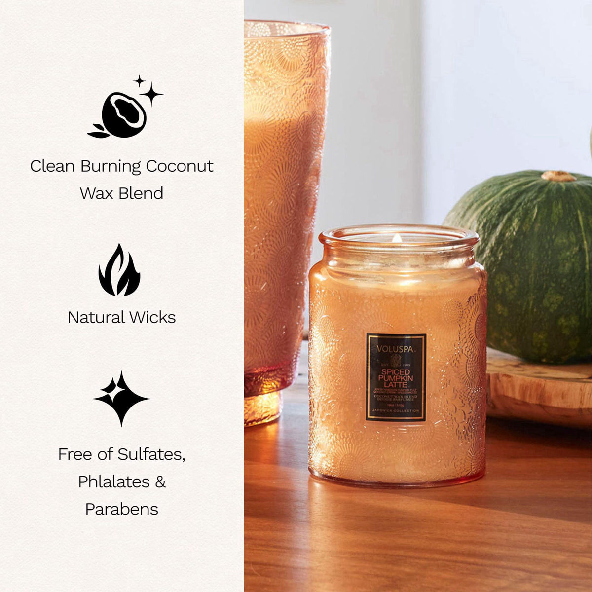 Voluspa Spiced Pumpkin Latte Large Scented Candle Jar 18 Oz by Premium Selection — view 5