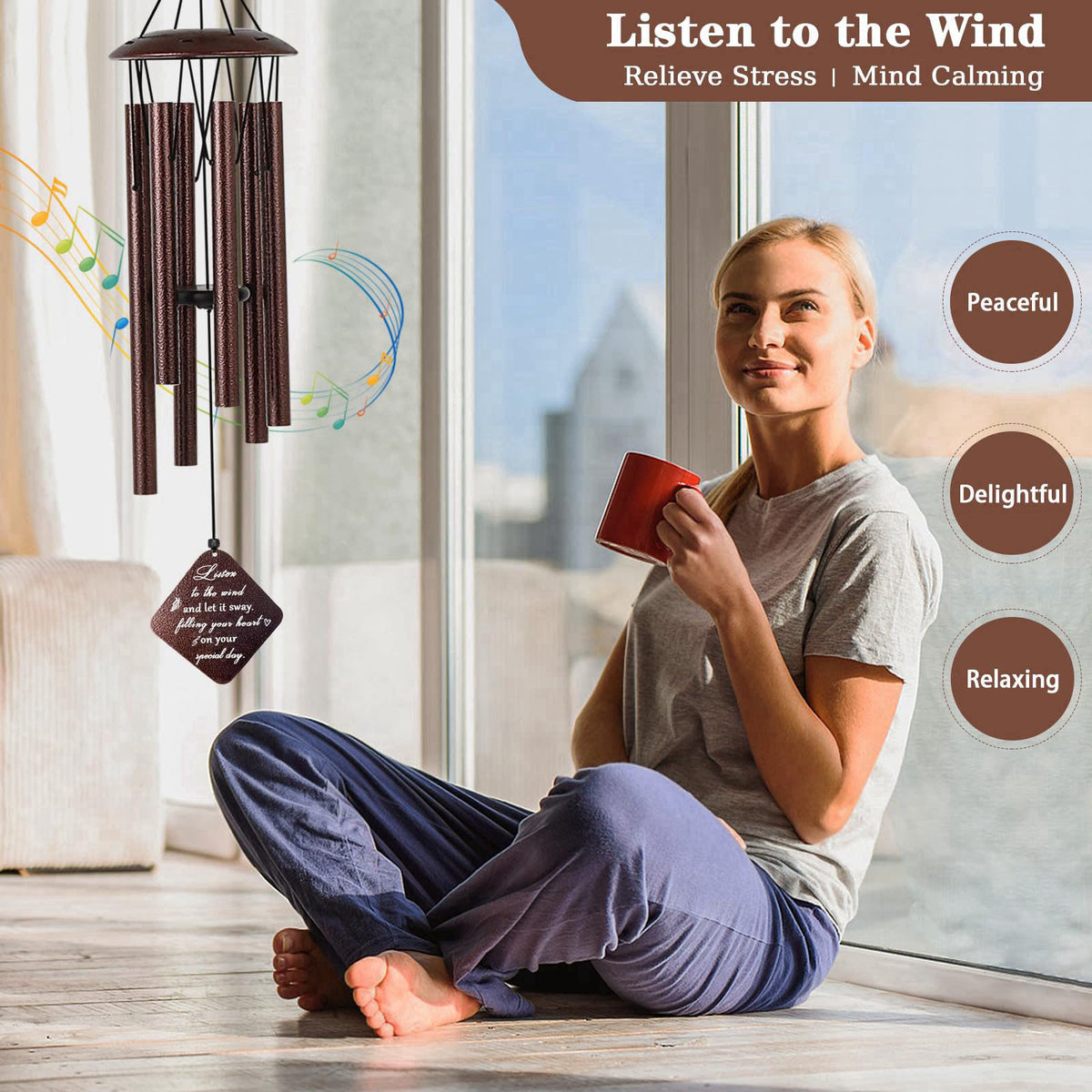 Doopeer 70th Birthday Gifts for Women Mom Grandma Wife, 32” Wind Chimes – full view, size 32" 32" 32" 32&